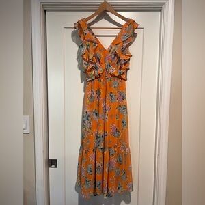 LC Lauren Conrad Orange Floral Maxi Dress